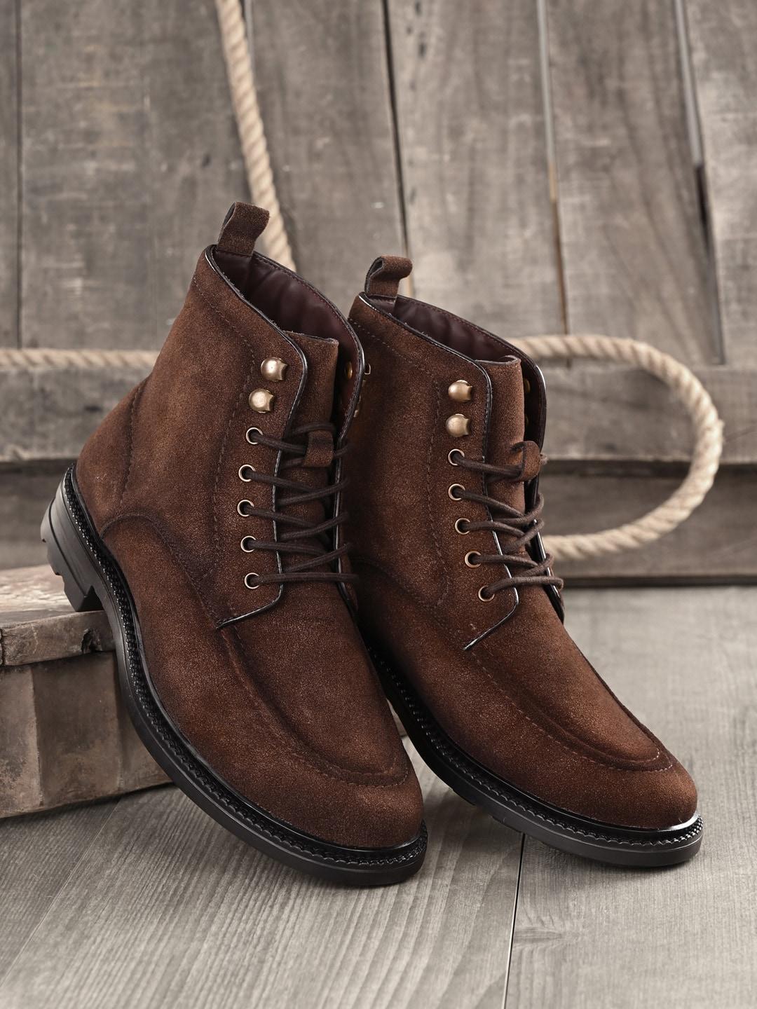 san frissco men brown flat fabian faux leather casual boots
