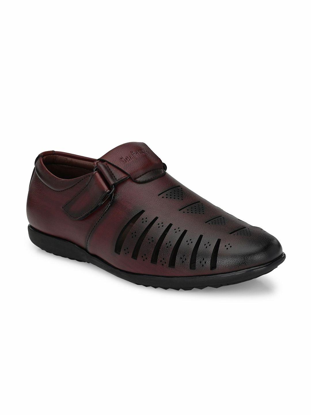 san frissco men maroon shoe-style sandals