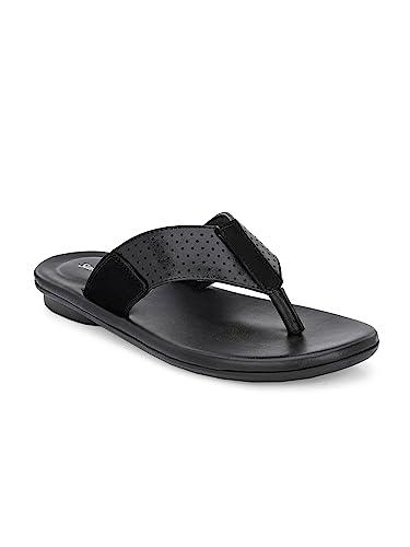 san frissco men's sandal textured with open toe/ultra soft lightweight durable chappal for outdoor use/festive ethnic wedding slip on slippers for men - 10 (black)