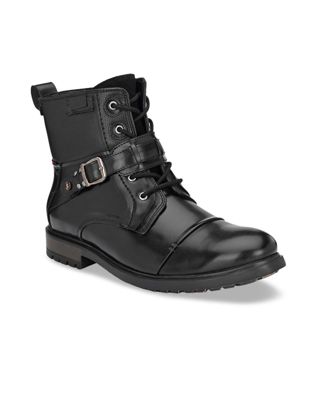 san frissco men black high-top flat boots