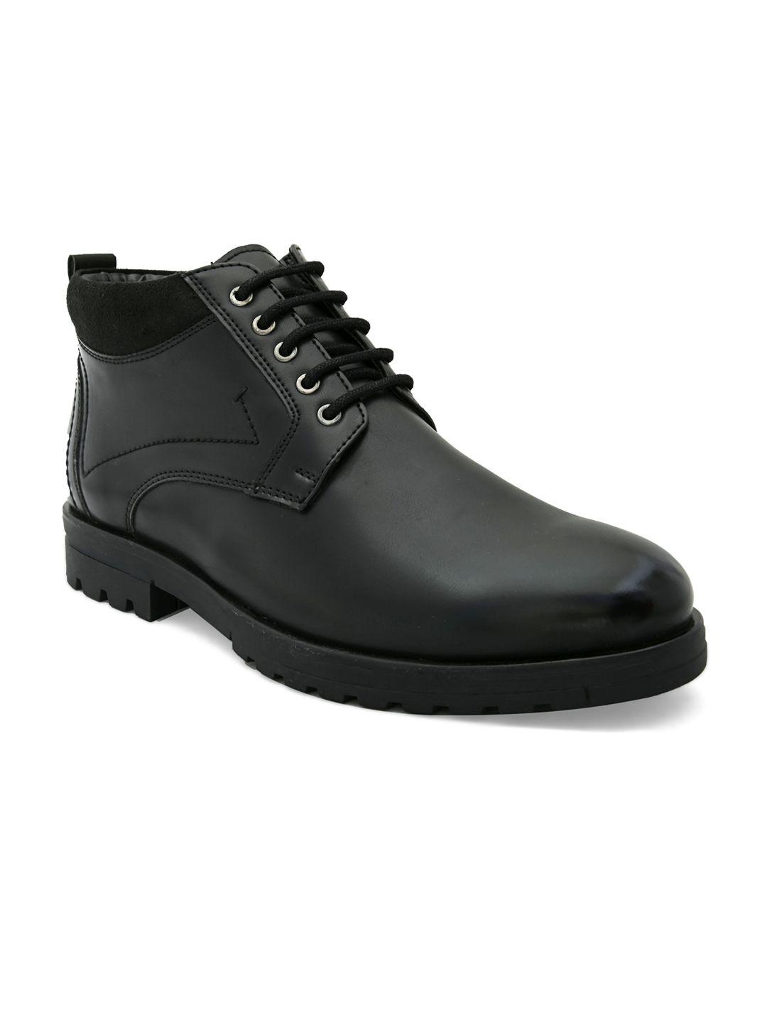 san frissco men black leather flat boots