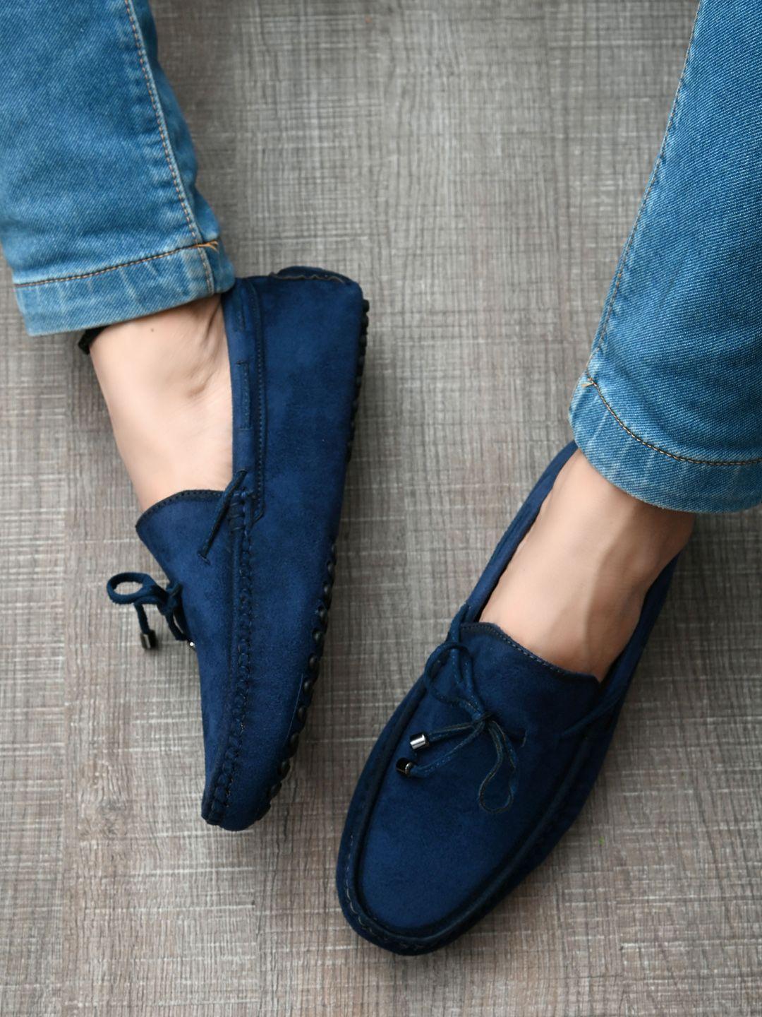 san frissco men blue textured loafers