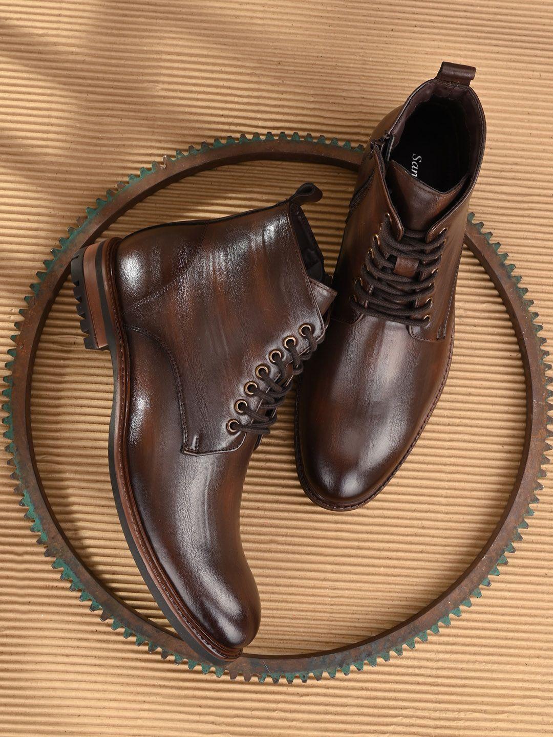 san frissco men brown lightweight flat boots