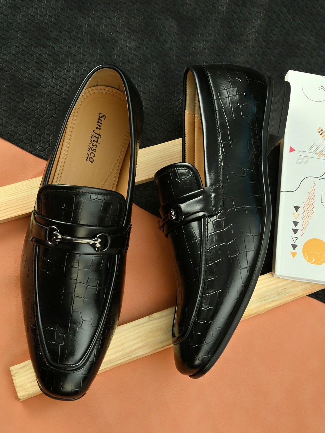 san frissco men faux leather dawn black loafers