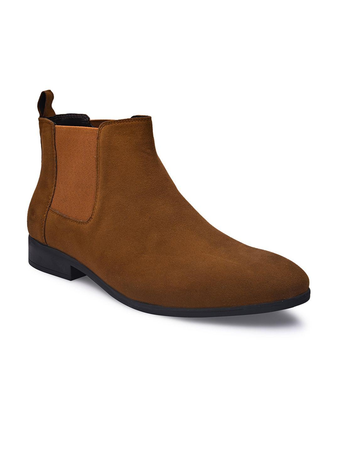 san frissco men mid top comfort-fit suede chelsea boots