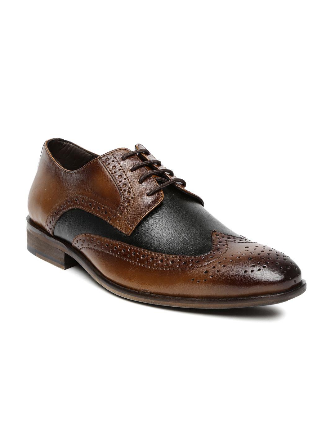 san frissco men tan brown & black leather brogues