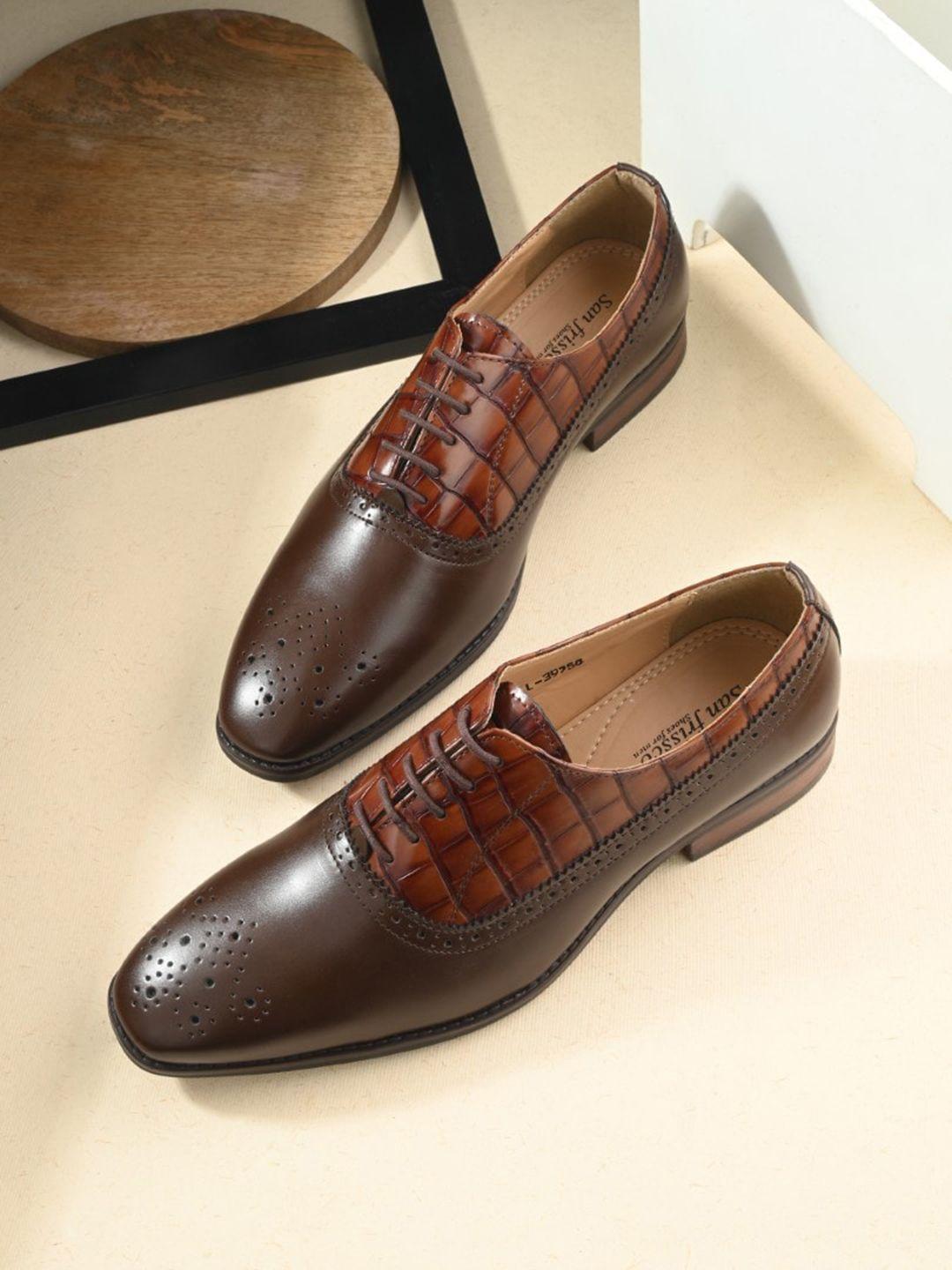 san frissco men textured formal brogues