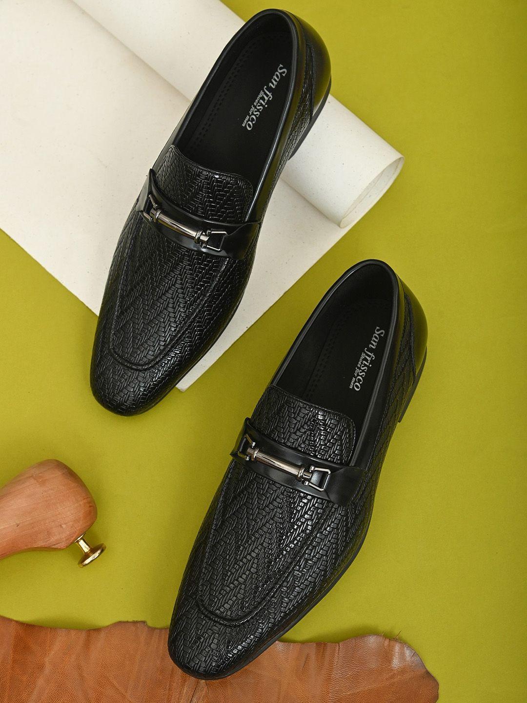 san frissco men textured formal slip-on shoes