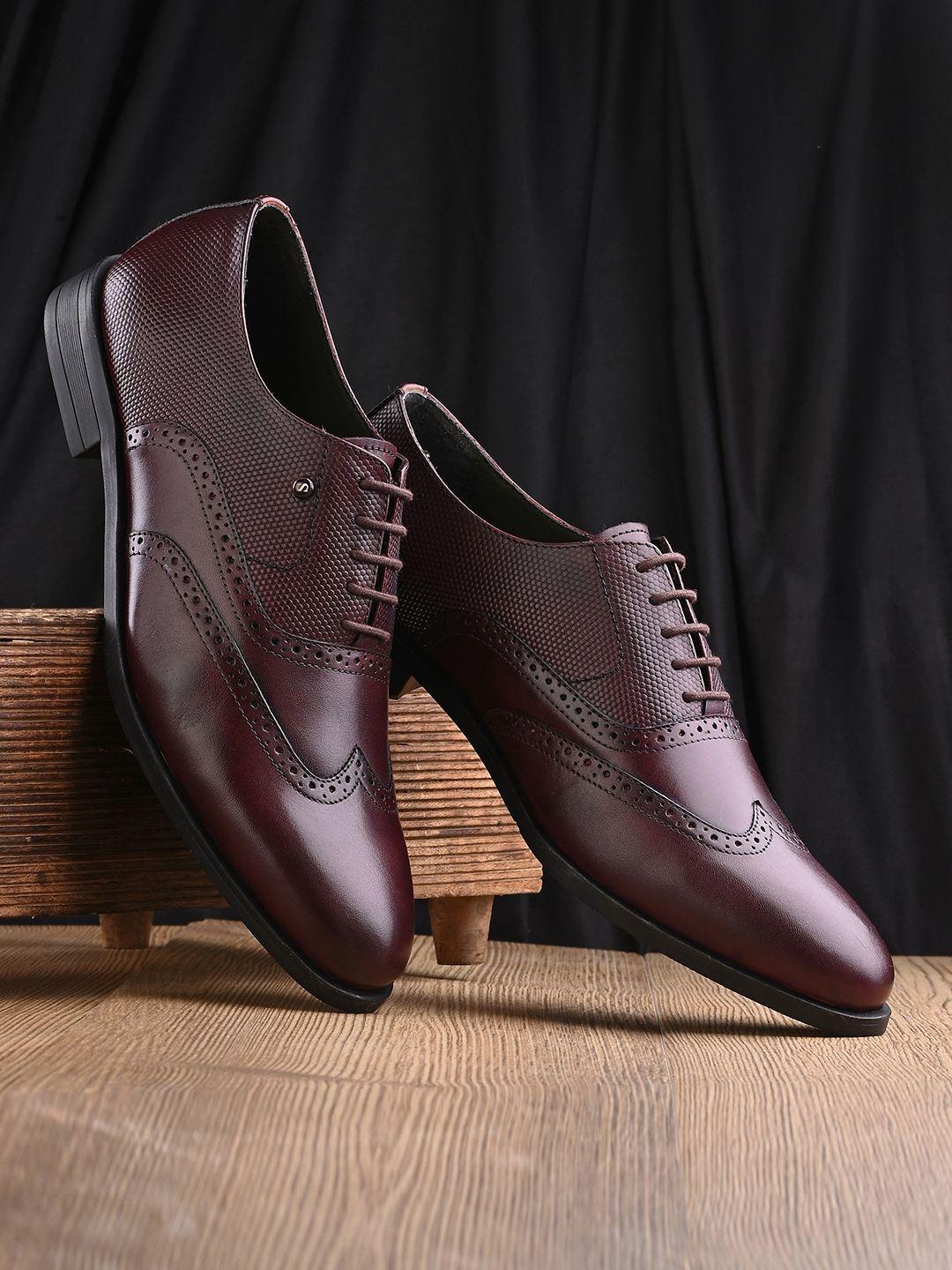 san frissco men textured genuine leather comfort-fit formal brogue