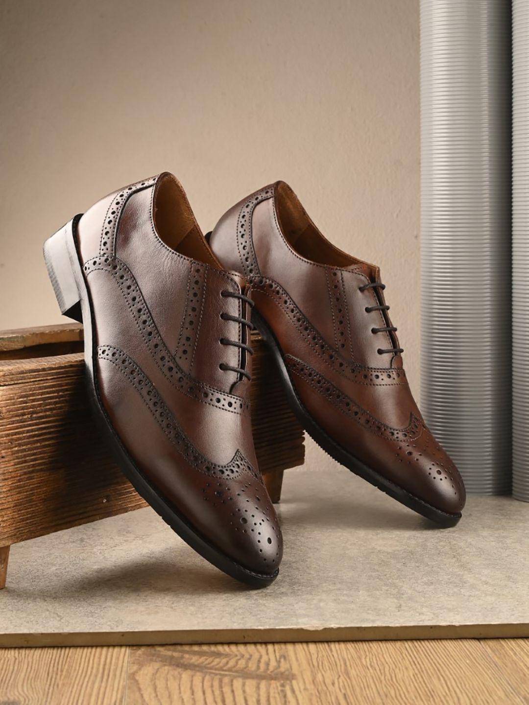 san frissco men textured leather formal brogues