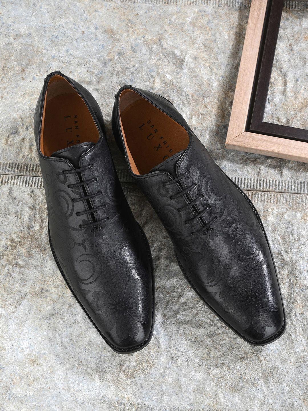 san frissco men textured leather formal oxfords