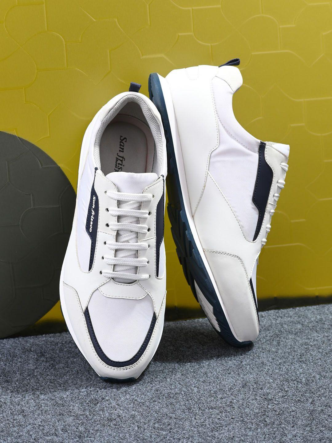 san frissco men white colourblocked lightweight sneakers