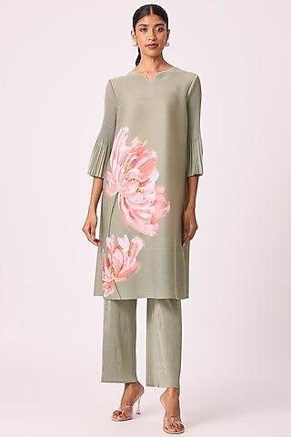 sand-beige-polyester-floral-printed-a-line-tunic-set