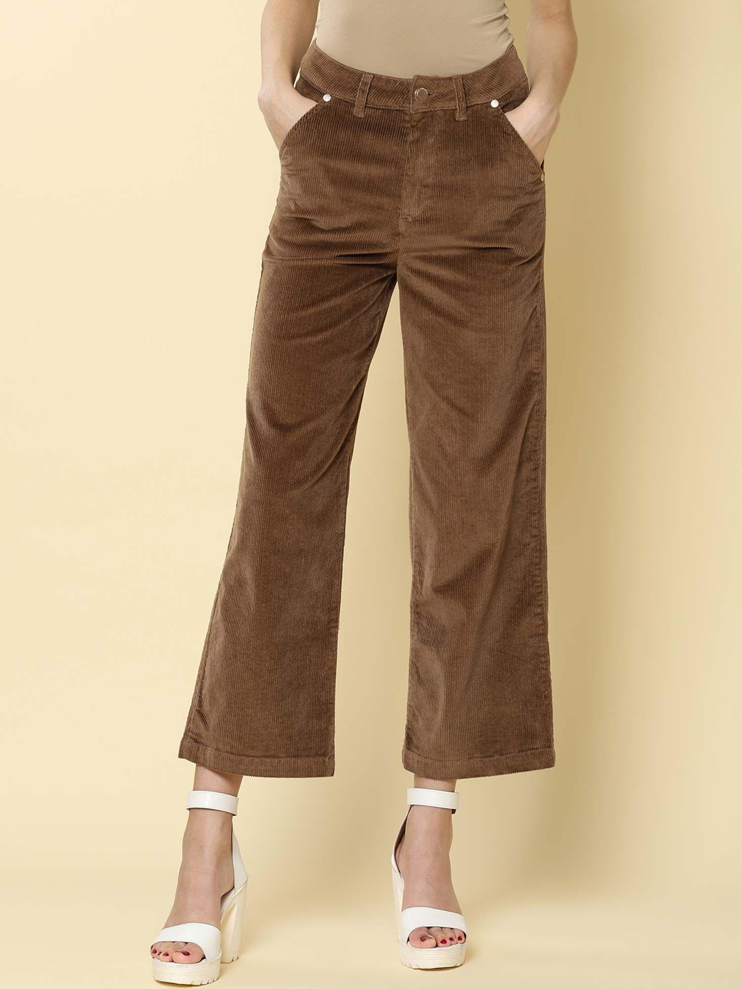 sand brown corduroy straight leg pants