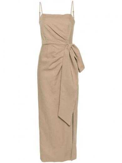 sand brown dress with logo