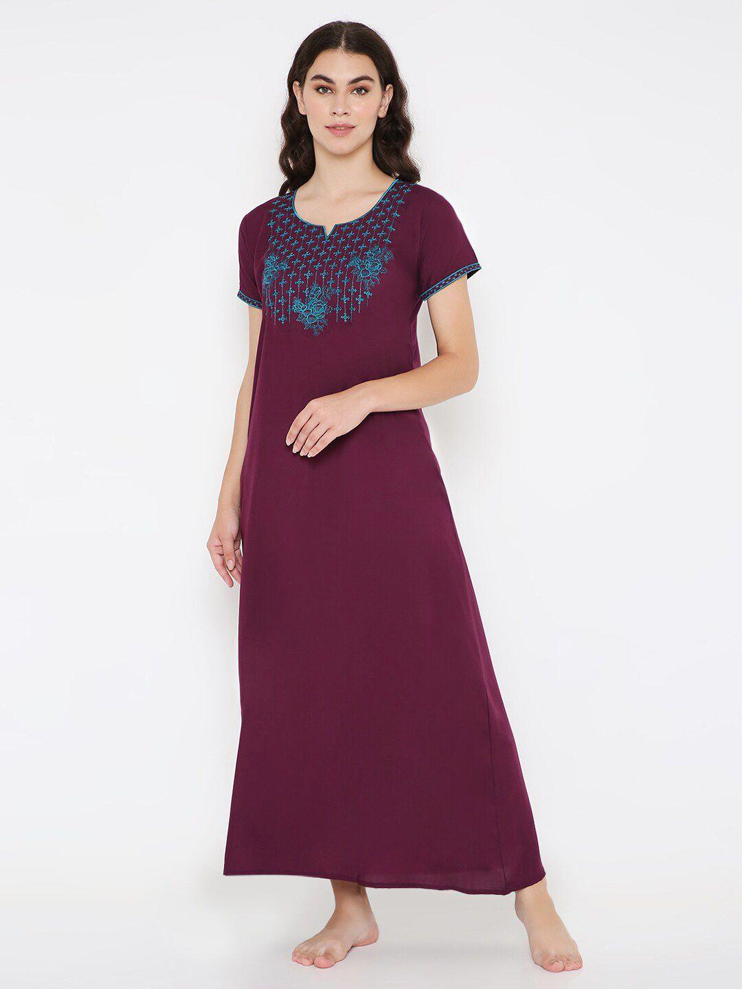 sand dune floral embroidered maxi nightdress