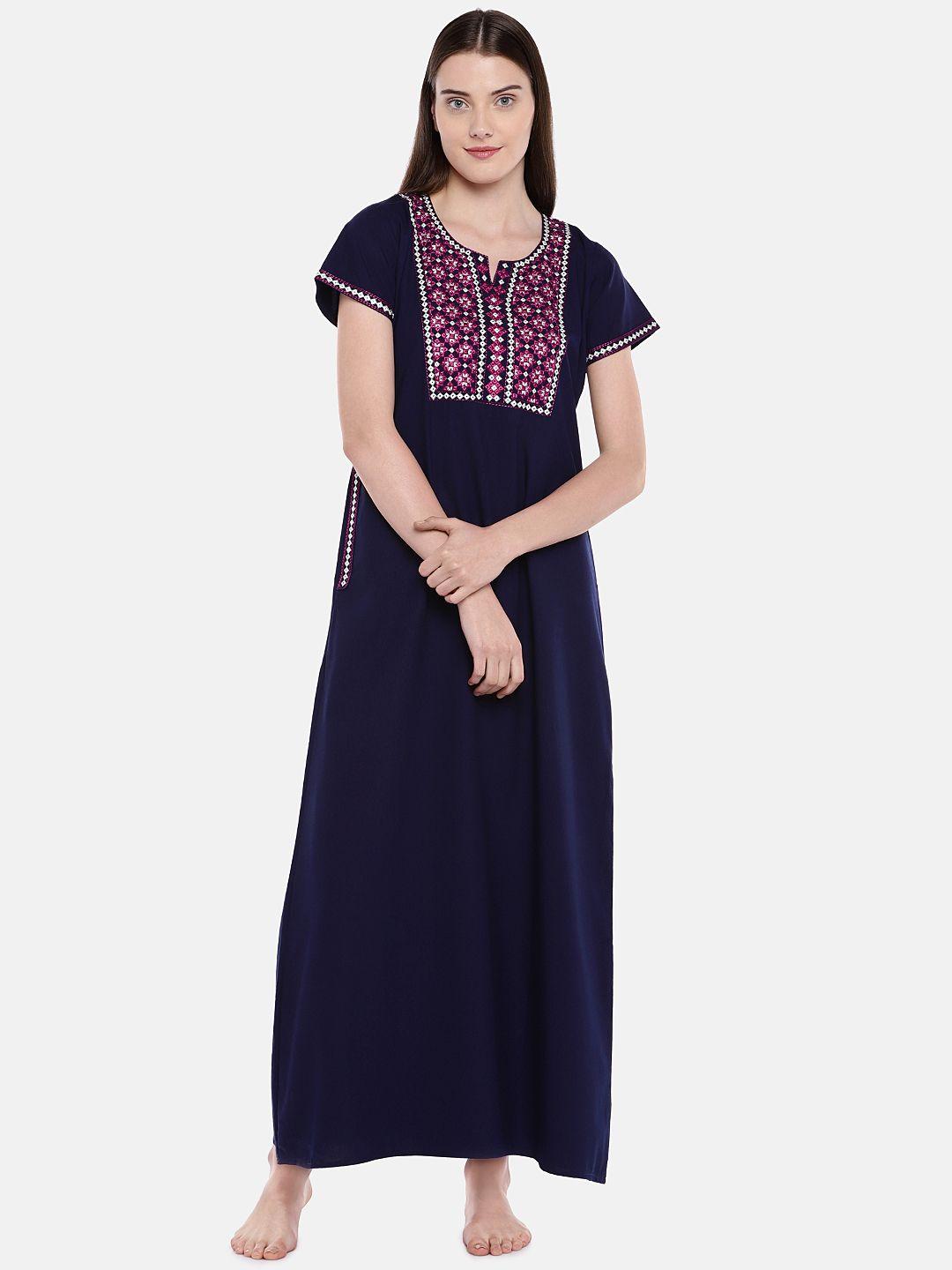 sand dune navy blue embroidered nightdress 6692 navy blue