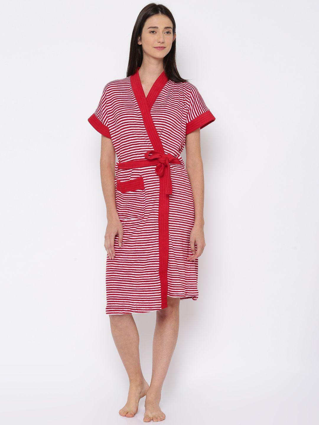 sand dune red & white striped bathrobe