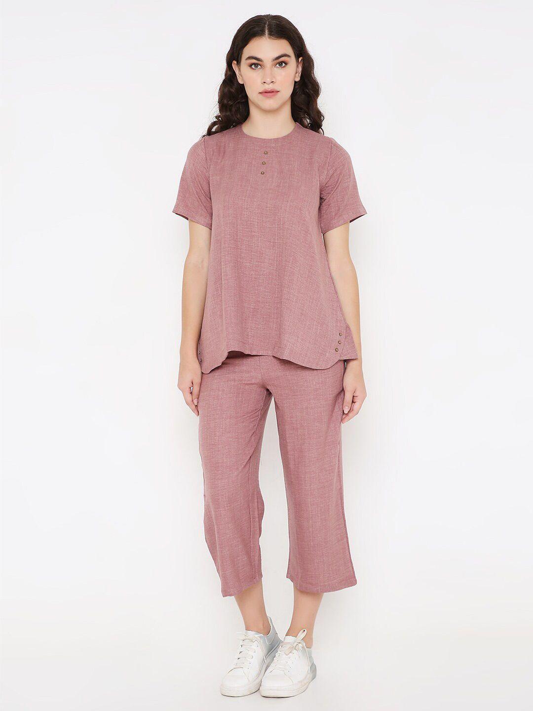 sand dune round neck linen top & trouser