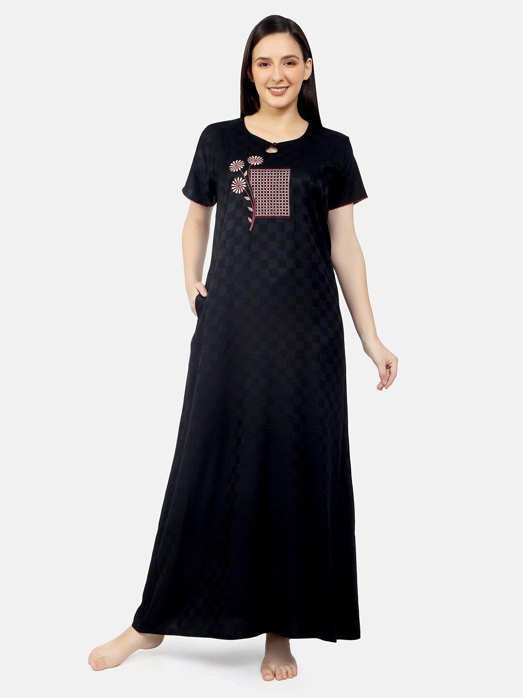 sand dune women black printed maxi nightdress