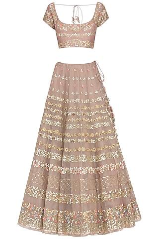 sand embroidered lehenga set