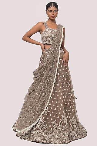 sandrift organza embellished lehenga set