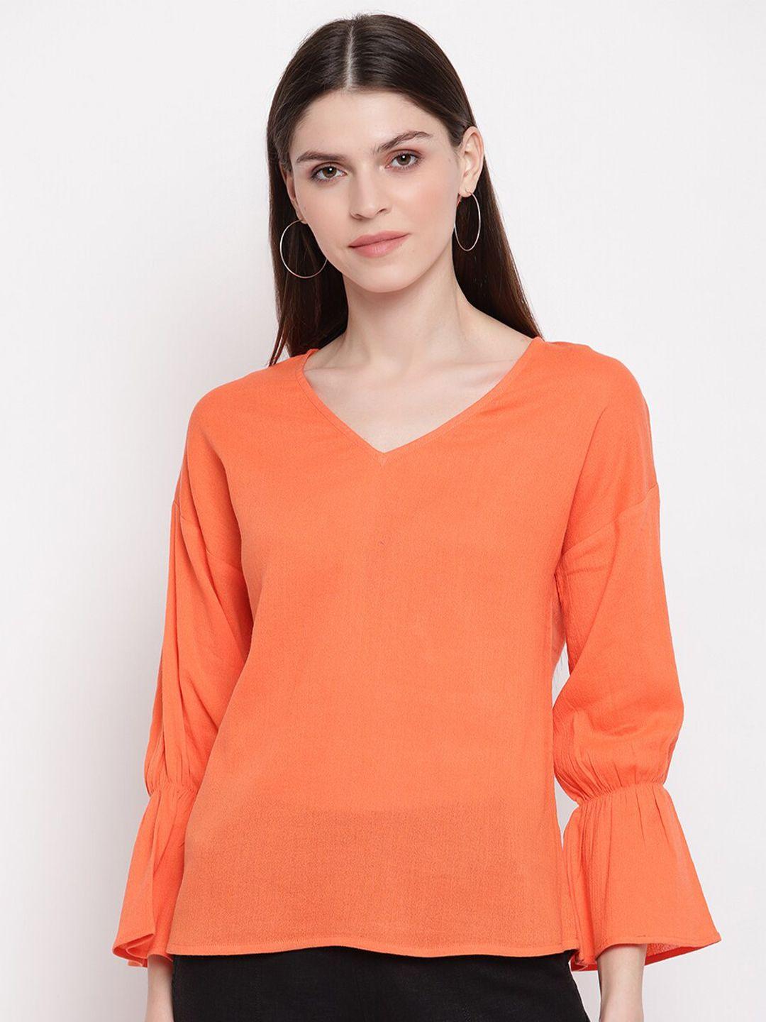 sandy and ritz orange bell sleeve wrap sustainable top