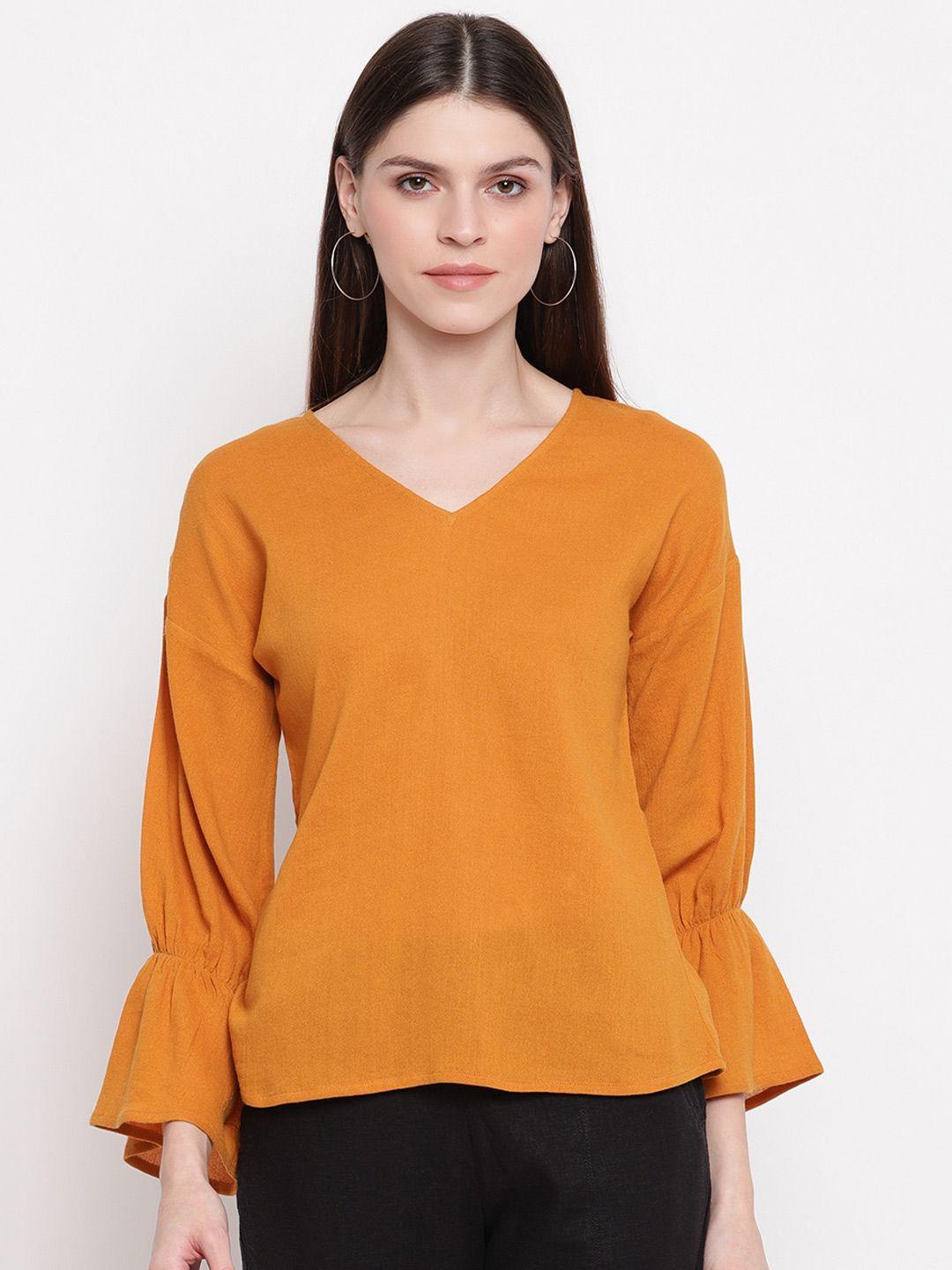 sandy and ritz v-neck pure cotton bell sleeves top