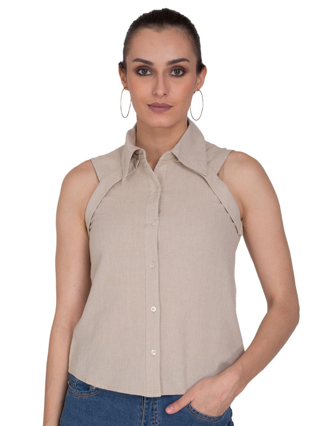 sandy and ritz women beige casual shirt