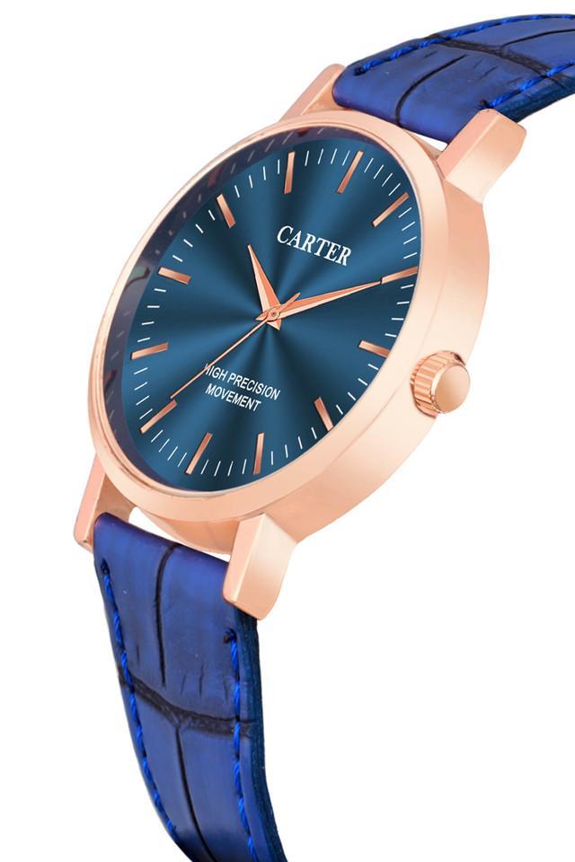 sandy d carter-112g-bl 40 mm blue dial leather analogue wrist watch for men