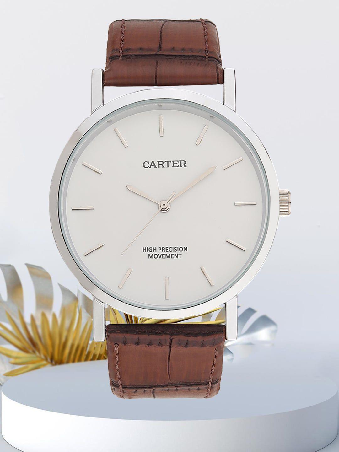 sandy d carter men dial & leather straps analogue watch sandy d carter-115g-br