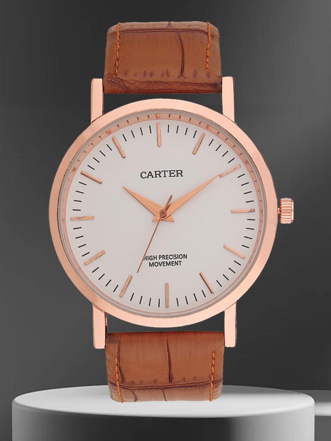 sandy d carter men leather straps analogue watch sandy d carter-111g-br