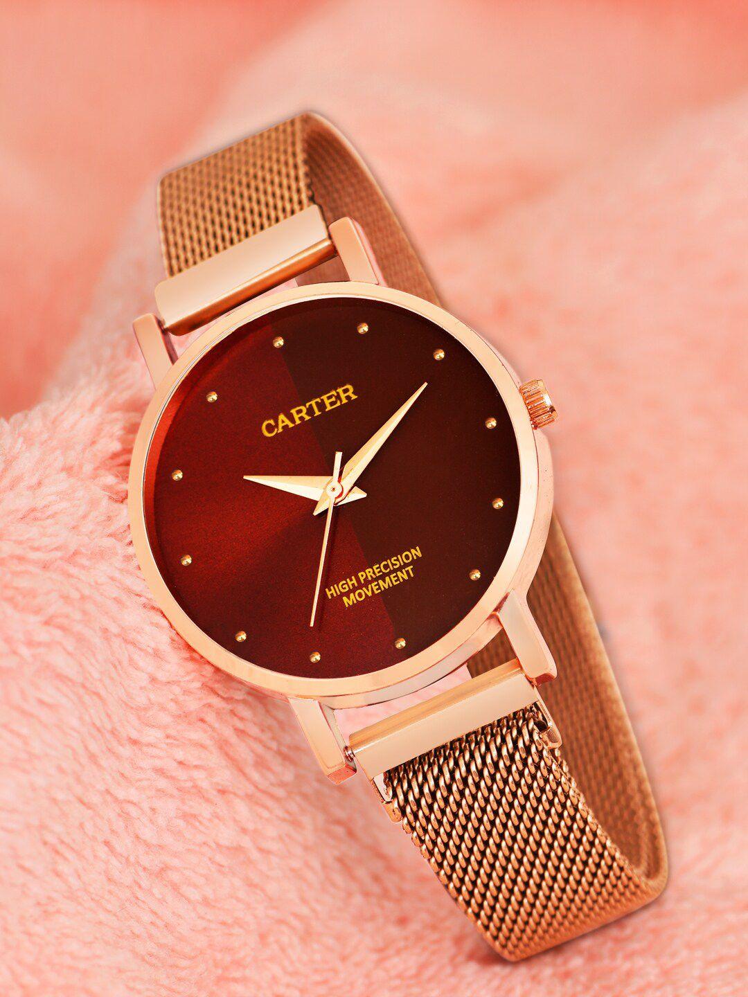 sandy d carter women dial & bracelet style straps analogue watch sandy d carter-77-rg-rd
