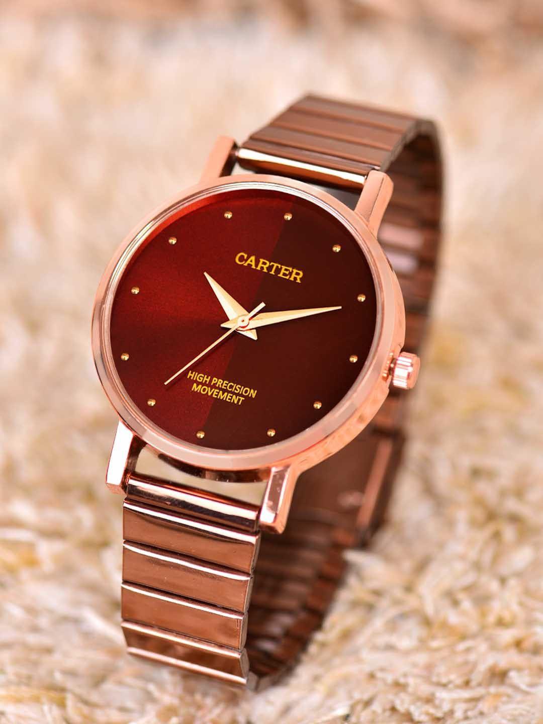 sandy d carter women dial & bracelet style straps analogue watch sandy d carter-86-rg-rd