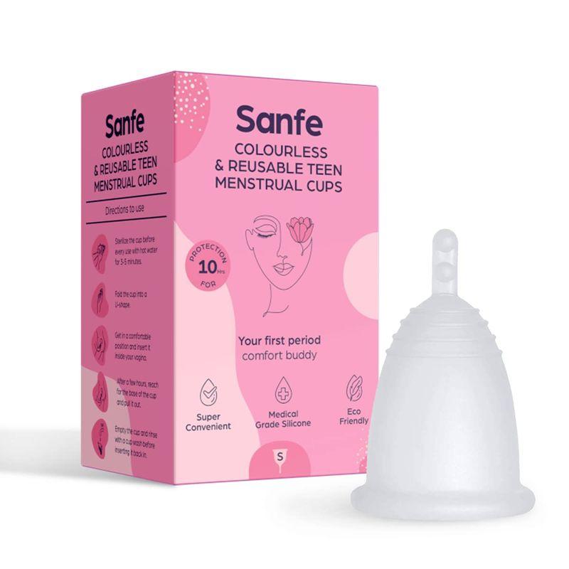 sanfe colourless & reusable teen menstrual cups