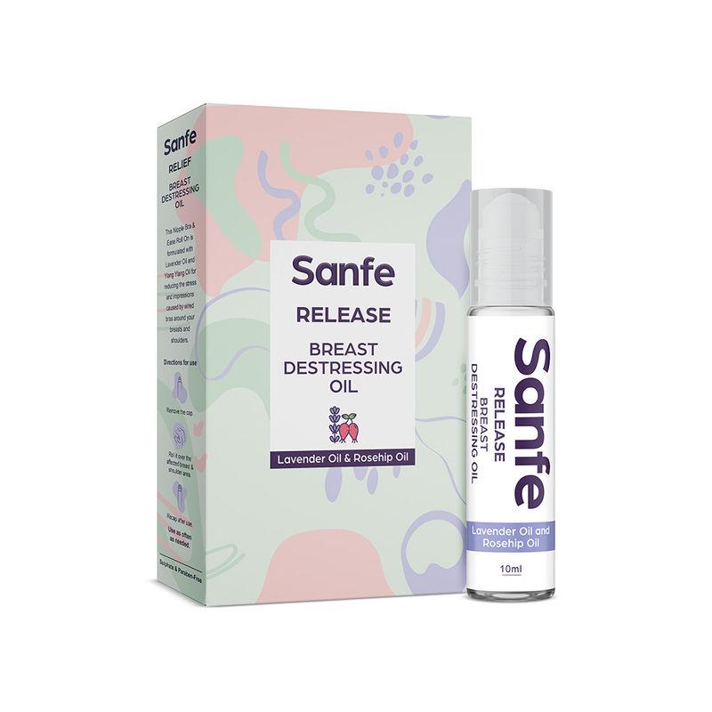 sanfe release breast destressing oil with lavender oil and rosehip oil