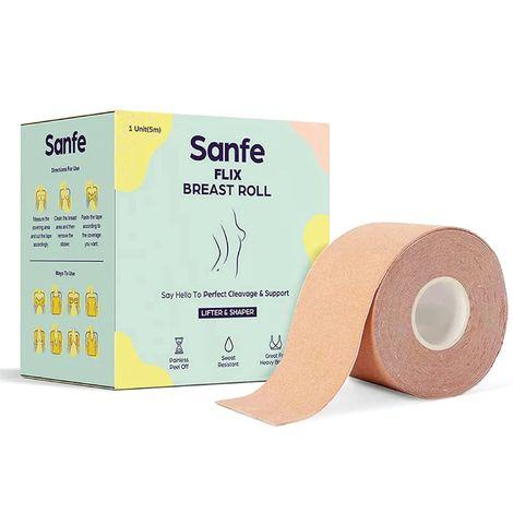 sanfe flix breast lifter roll  | flix body shaper | flix cotton nipple covers | long-lasting adhesive | comfortable & discreet | waterproof | go braless, straplessa &a backless