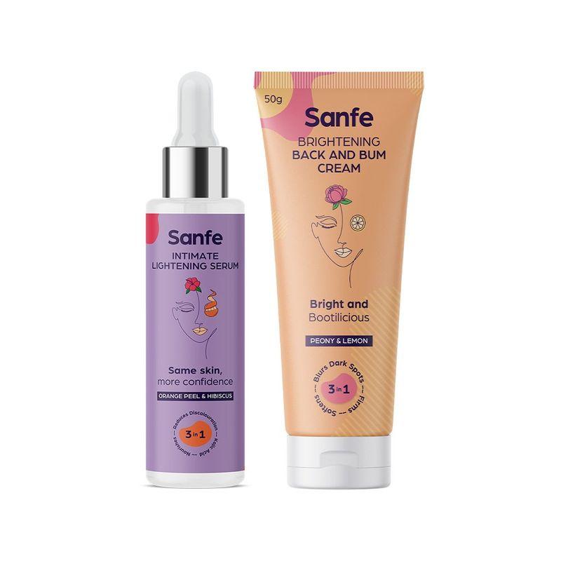 sanfe intimate lightening serum with orange peel and brightening back and bum cream