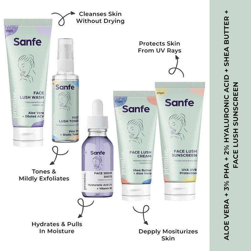 sanfe moisturizing winter skincare regime kit - face wash, toner, serum, cream & sunscreen
