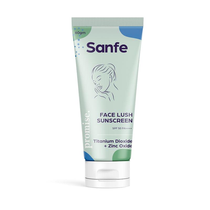 sanfe promise avobenzone face lush sunscreen for all skin types with pa+++ zinc oxide
