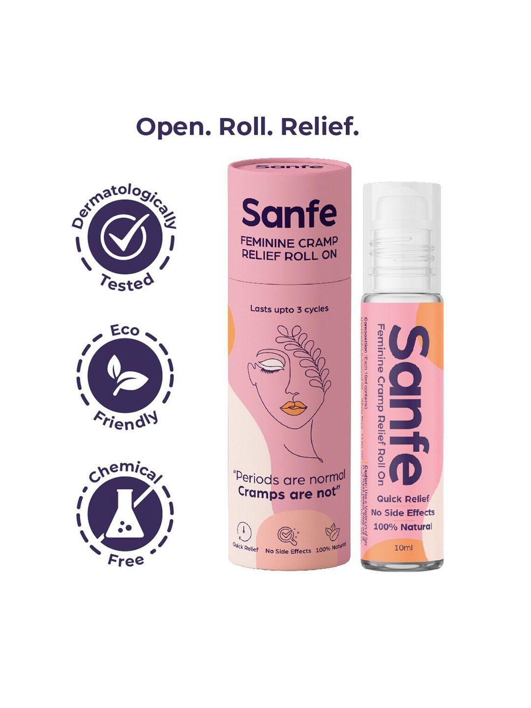 sanfe sanfe feminine cramp relief roll on - instant relief from period pain - 10 ml