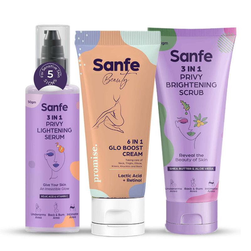 sanfe spotlite bright & glo kit for dark, pigmented & dry neck, underarms, inner thigh