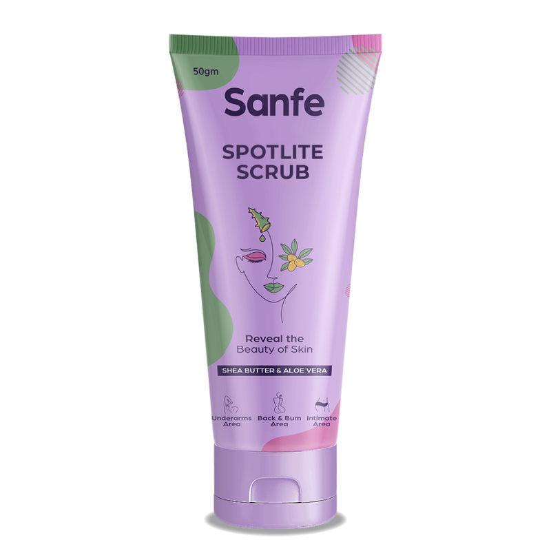 sanfe spotlite sensitive body scrub for dark underarms, inner thighs and sensitive areas