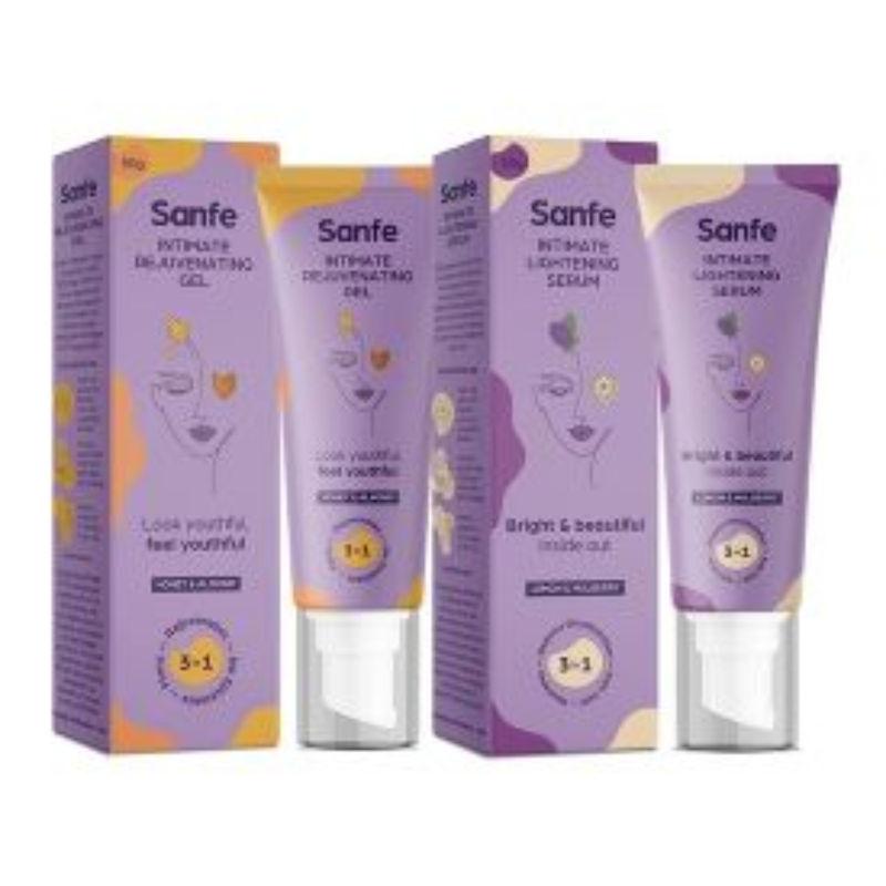 sanfe time reverse kit - natural intimate rejuvenating gel & intimate lightening serum