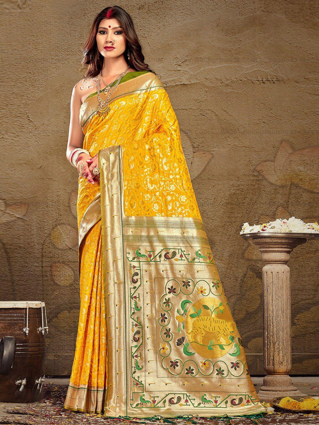 sangam prints ethnic motif woven design zari pure silk saree