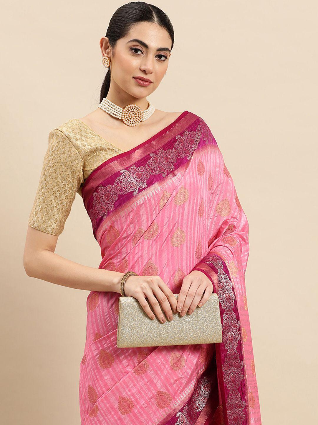 sangam prints ethnic motifs zari pure silk saree