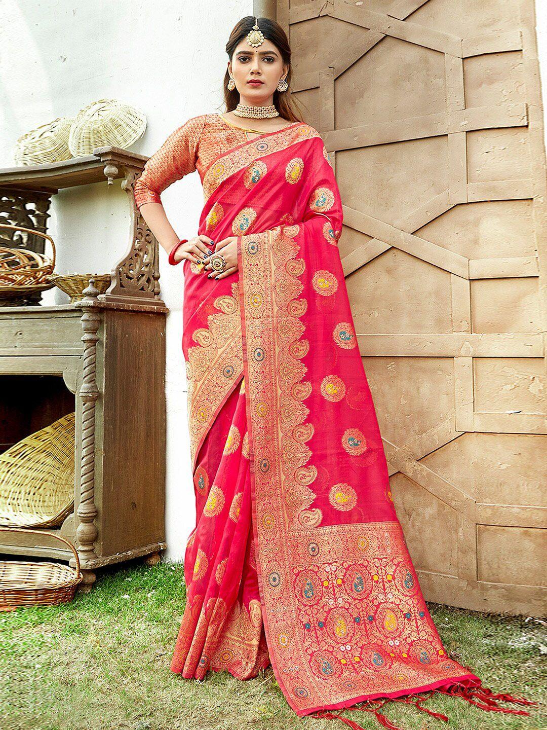 sangam prints paisley woven design zari saree