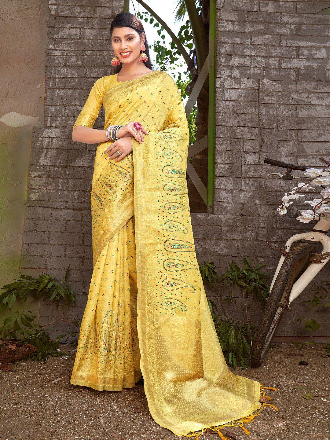 sangam prints paisley woven design zari saree