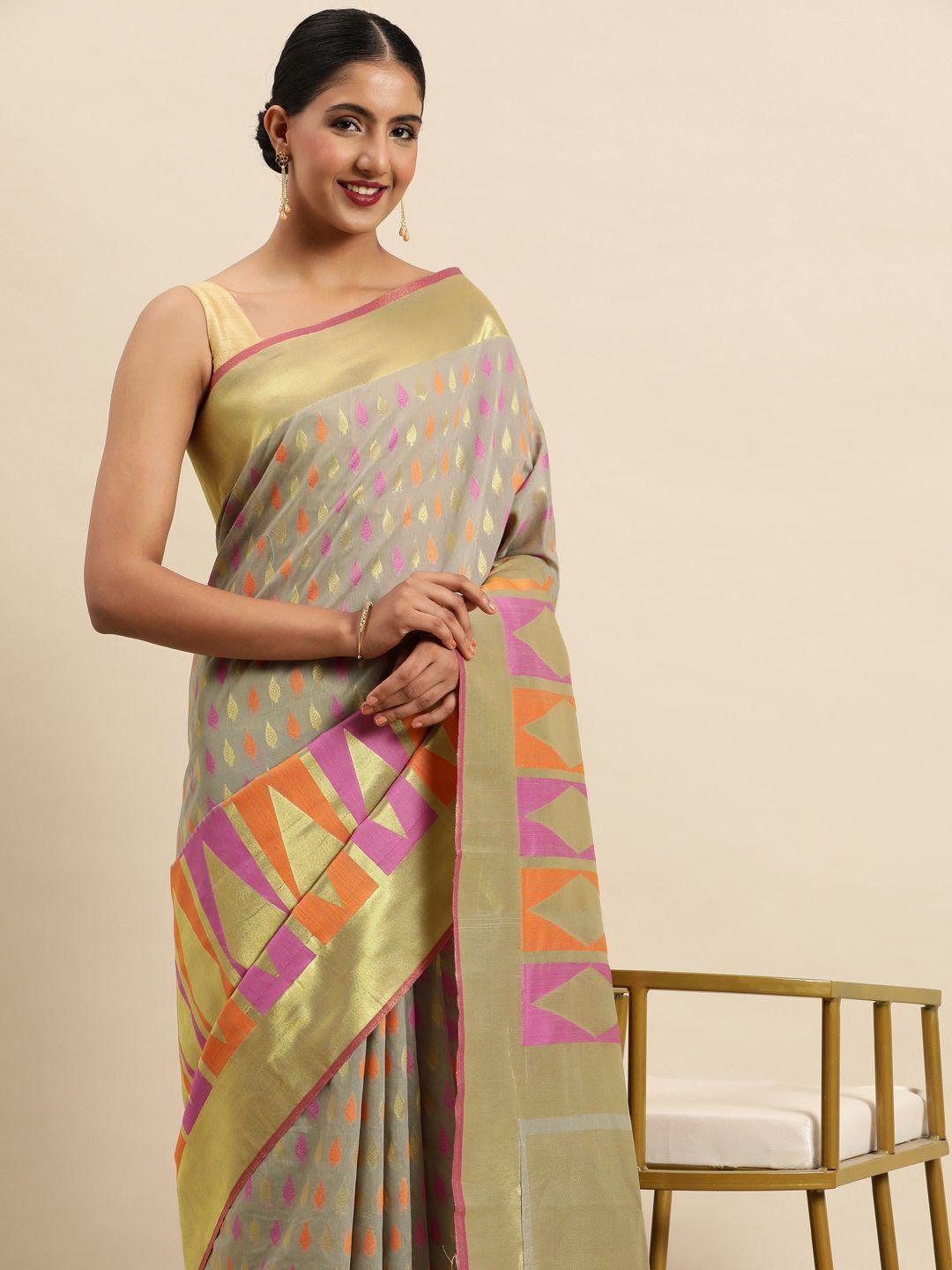 sangam prints ethnic motifs cotton handloom saree