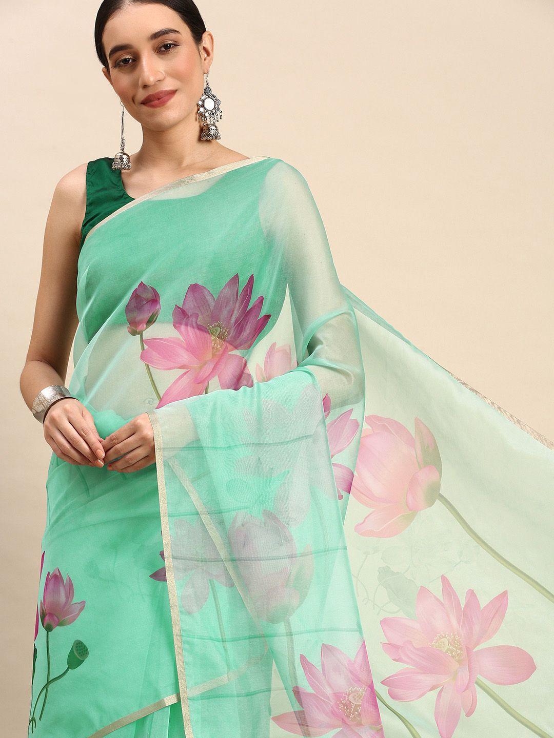 sangam prints floral print organza saree